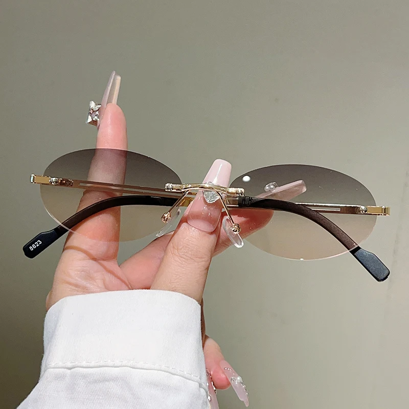 Rimless Oval Sunglasses Women  - đánh giá và giá Designer Sunglasses