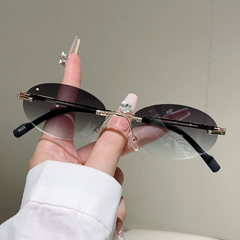 Rimless Oval Sunglasses Women  - đánh giá và giá Designer Sunglasses