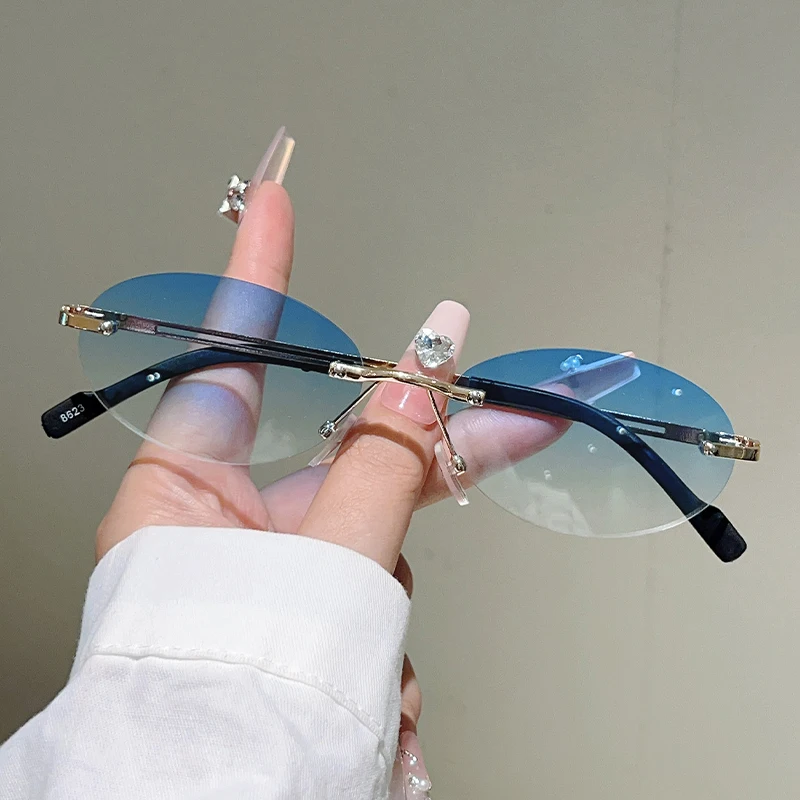 Rimless Oval Sunglasses Women  - đánh giá và giá Designer Sunglasses