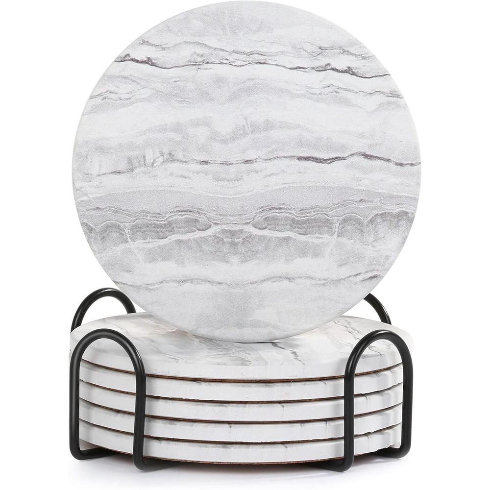 6-Piece Absorbent Coaster Set, - đánh giá và giá Marble Coaster Set