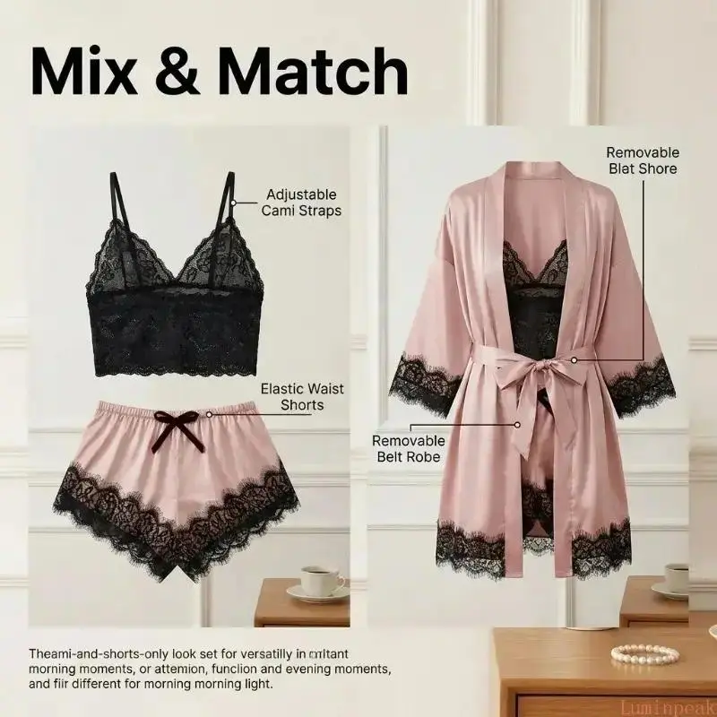 Women's 4-Piece Satin Pajama S - đánh giá và giá Luxury Gift Set