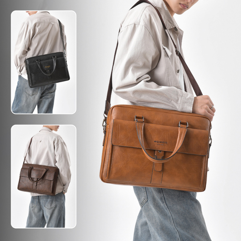 Vintage Dark Brown PU Leather  - đánh giá và giá Leather Briefcase