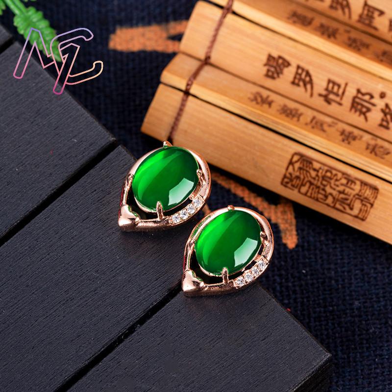 Natural Jade Flower Earrings S - đánh giá và giá Gold Plated Jewelry